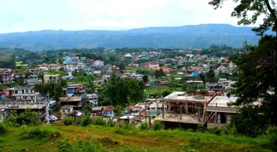 Shillong town and the surrounding Khasi hills