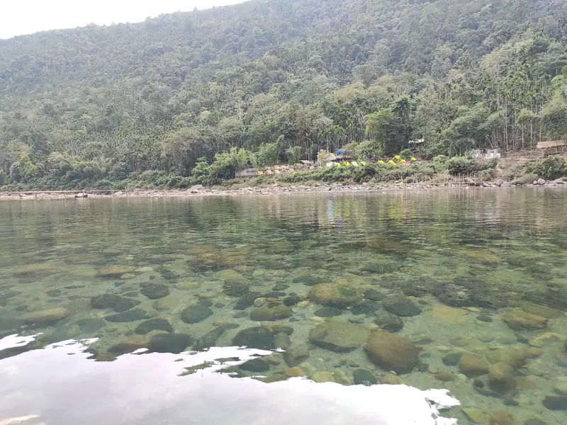 Clear water of the Umngot River at Dawki